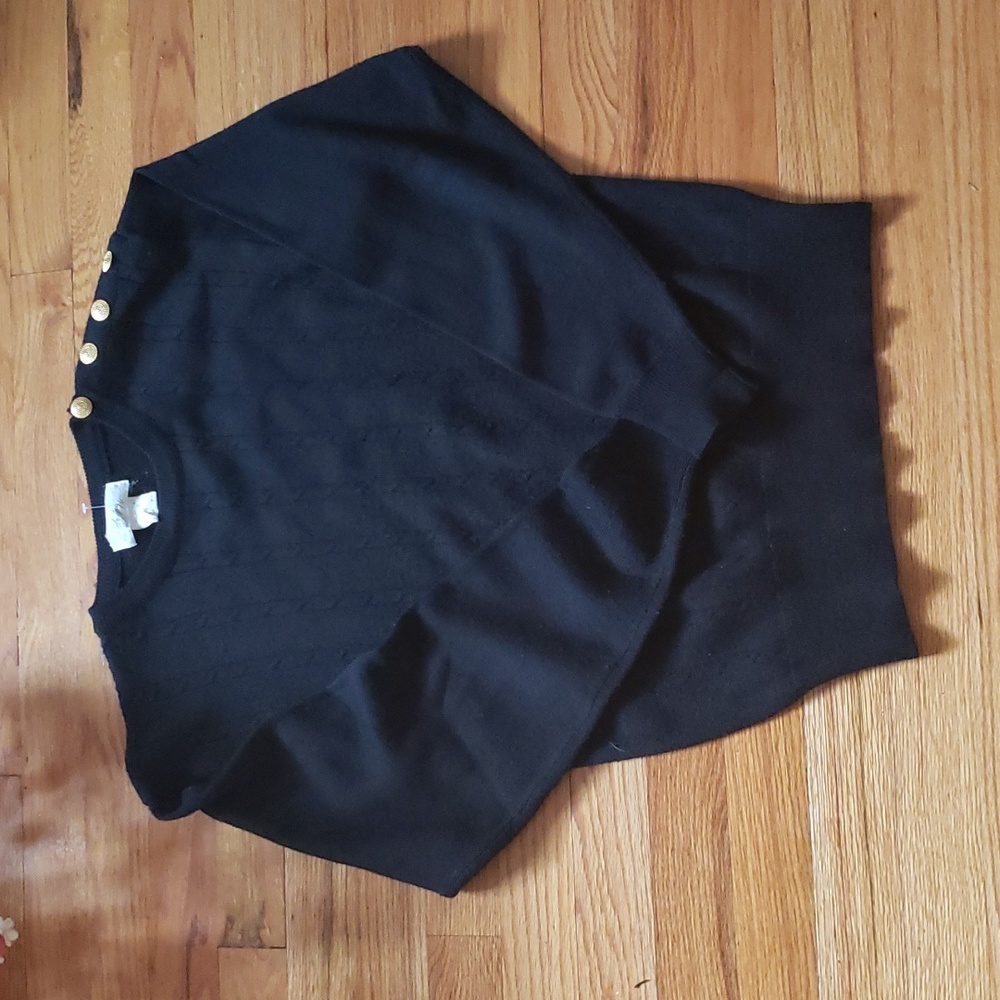Lord & Taylor dark blue  sweater w/ golden buttons  Medium Acrylic/Wool blend